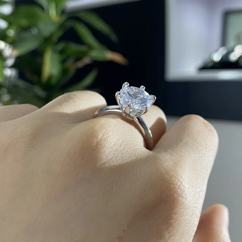 

Knobspin Fashion 100% 925 Sterling Silver Wedding Rings For Women White High Carbon Diamond Anniversary Party Fine Jewelry Gift