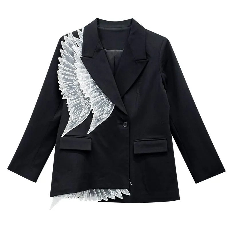 

XITAO Embroidery Patchwork Blazer Women Loose Fashion Personality All Match Single Button 2020 New Autumn Women Clothes ZP2981