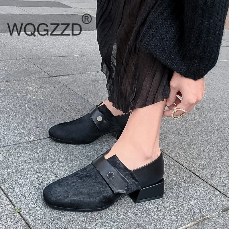 В европейском стиле с отделкой из конского волоса Женская обувь натуральной кожи