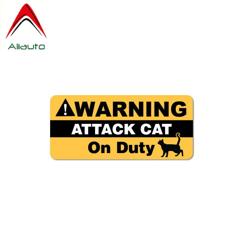 

ПредупреПредупреждение ющая Автомобильная наклейка Aliauto с изображением атаки кота на дефиле, автомобильные наклейки, аксессуары из ПВХ для...