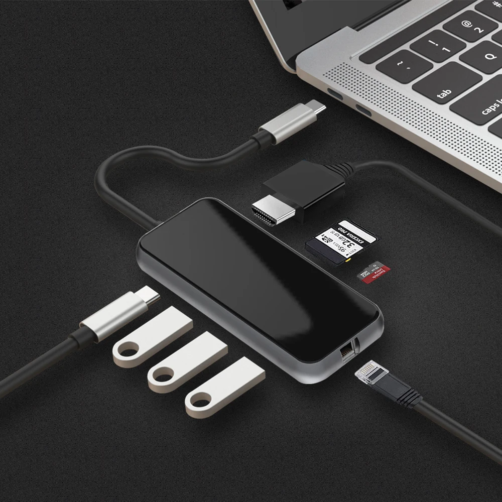 USB C концентратор док станция 3 * 0 4K HDMI 87 Вт PD type адаптер для MacBook Pro 8 в 1 iPad Pro|USB-хабы| |