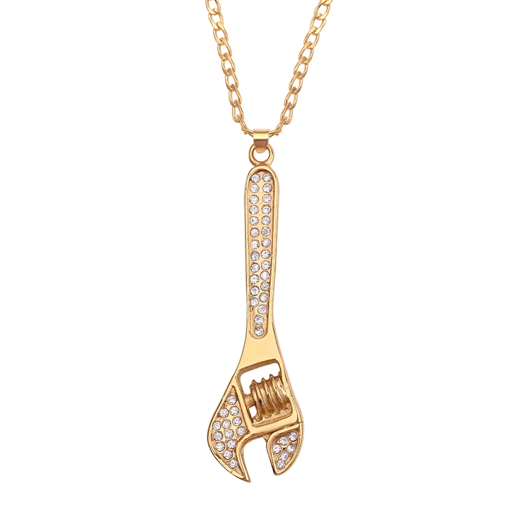 Роскошное Ожерелье Стразы с золотым лезвием в стиле хип хоп мужской ошейник рок