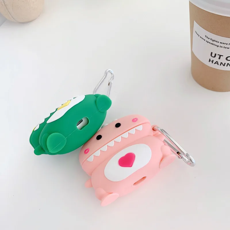 

3D Cartoon Dragon funny cute silicone Case For Apple Airpods 2 1 cover For Air pods 1 2 Case Wireless charging soft Cover Box