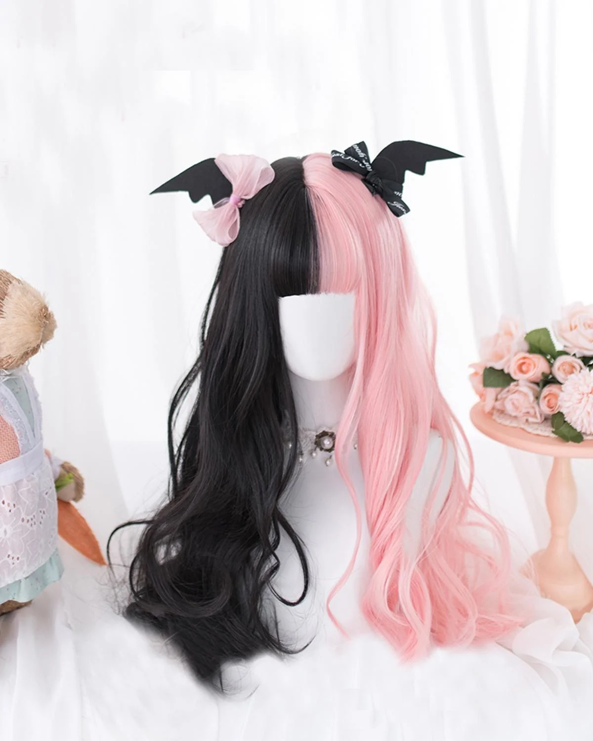 

CosplayMix 3 Style Christmas Halloween Party Lolita Alice Garden Ombre Long Curly Bangs Cosplay Synthetic Wig+Cap