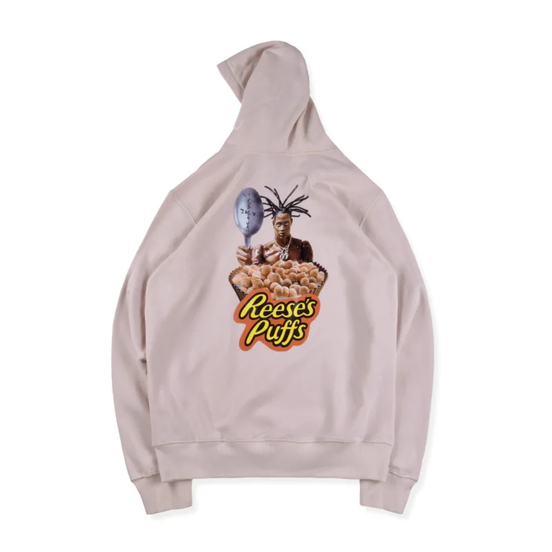 

Fashion brand Travis Scott hooded sweater Reeses puffs enjoy today Pullover