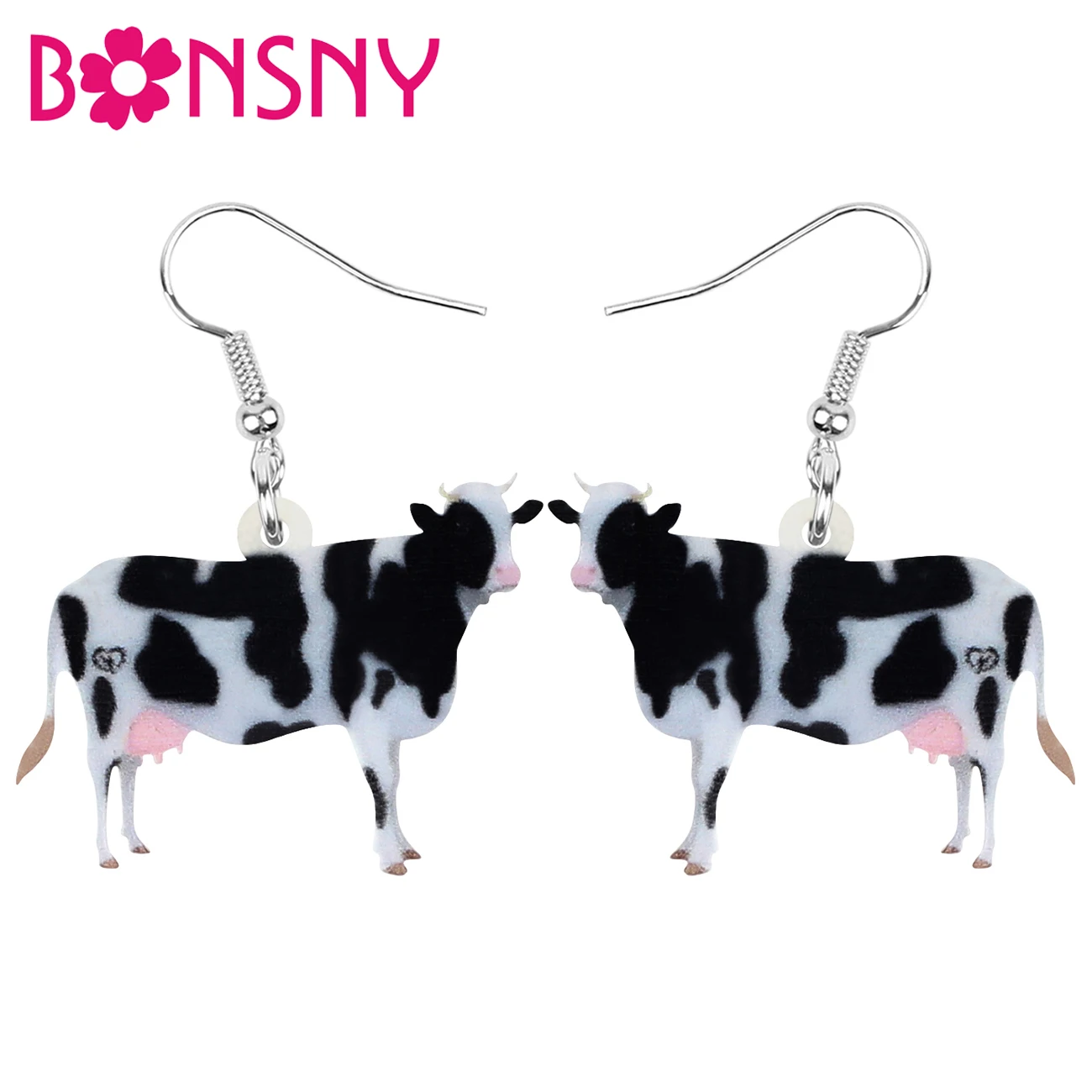 

Bonsny Acrylic Dairy Cattle Cow Earrings Drop Dangle Farm Animal Jewelry For Women Girls Teens Kids Party Charm Gift Accessories