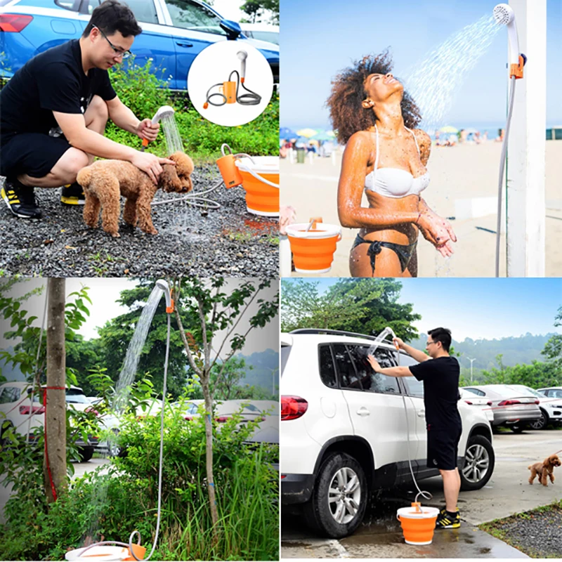 

Car Washing DC 12V Car Washer Universal Outdoor Camping Travel Shower Portable Car Shower with Cigarette Lighter Cleaning Tool