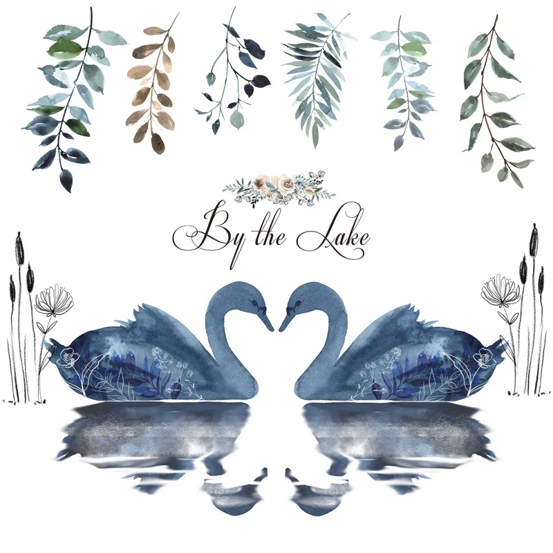 

Swan Lake Wall Stickers Bedroom Living Room Decoration Aesthetic Warm Stickers