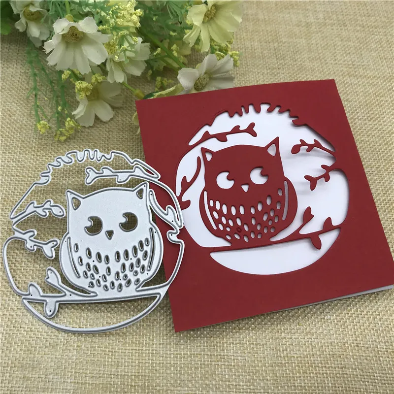 

Branch owl lace Card Metal Cutting die keychain shaker Heart Paper Key Chain Scrapbook Paper Craft Card Punch Art Knife Cutter