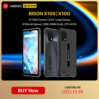  Premiere  UMIDIGI BISON X10S X10G 6150mAh Battery Global Version Smartphone 4GB 32GB IP68 IP69K Waterproof Rugged NEW Phone