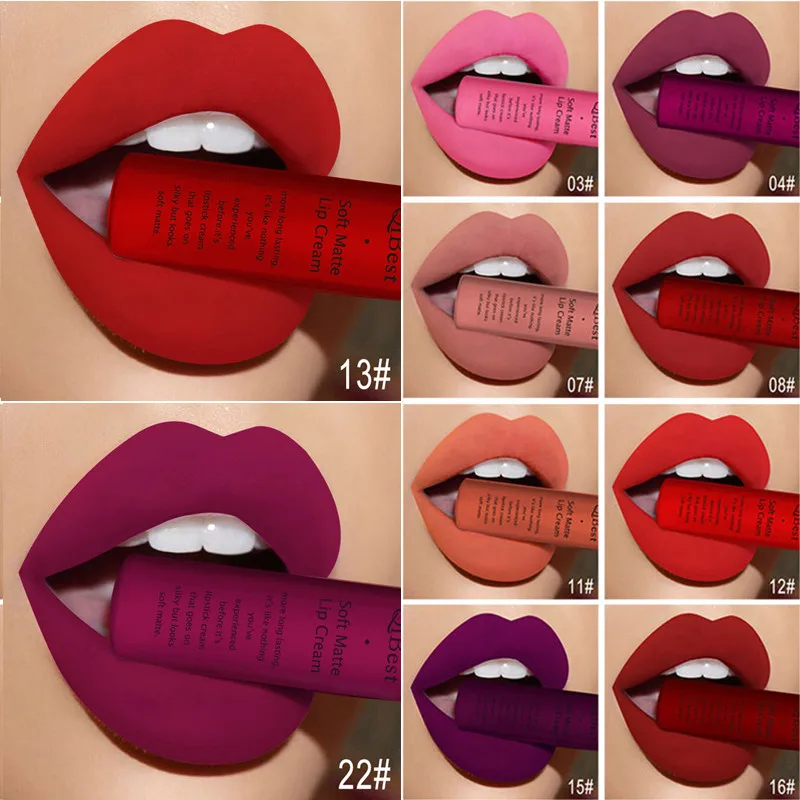 

Qibest 34 Colors Waterproof Matte Nude Lipstick Lipkit Pigment Dark Red Black Long Lasting Lip Gloss Women Makeup Lipgloss
