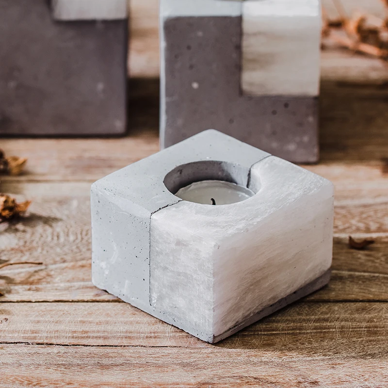

Rock Square Tea Candle Holder American Vintage Geometric Candle Holder lantern Nordic Kerzenhalter Home Decoretion WE50ZT