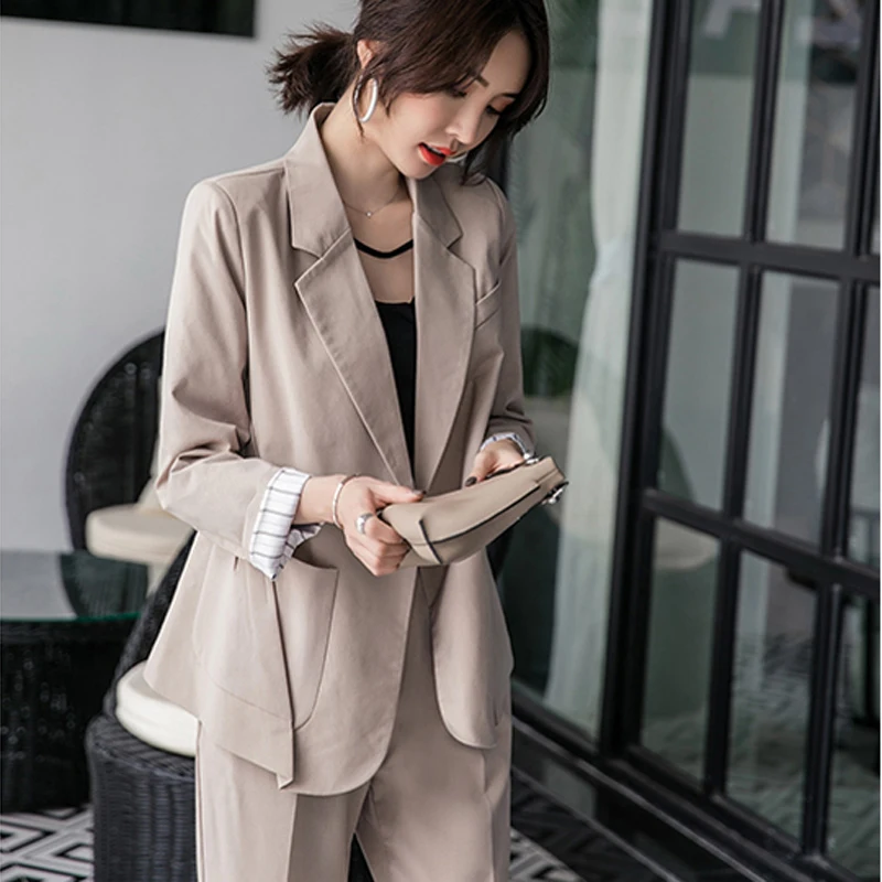 Mozuleva Женский комплект из 2 предметов двубортный блейзер цвета хаки и брюки с