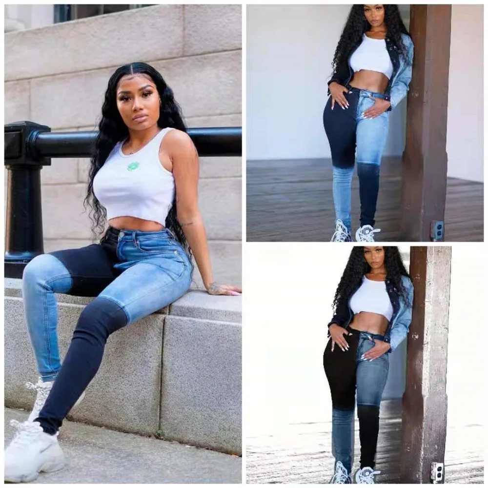 

Jeans For Girls European And American Fashion Patchwork Harajuku Trousers Women Retro Pencil Pants Middle Waisted Denim 90s A