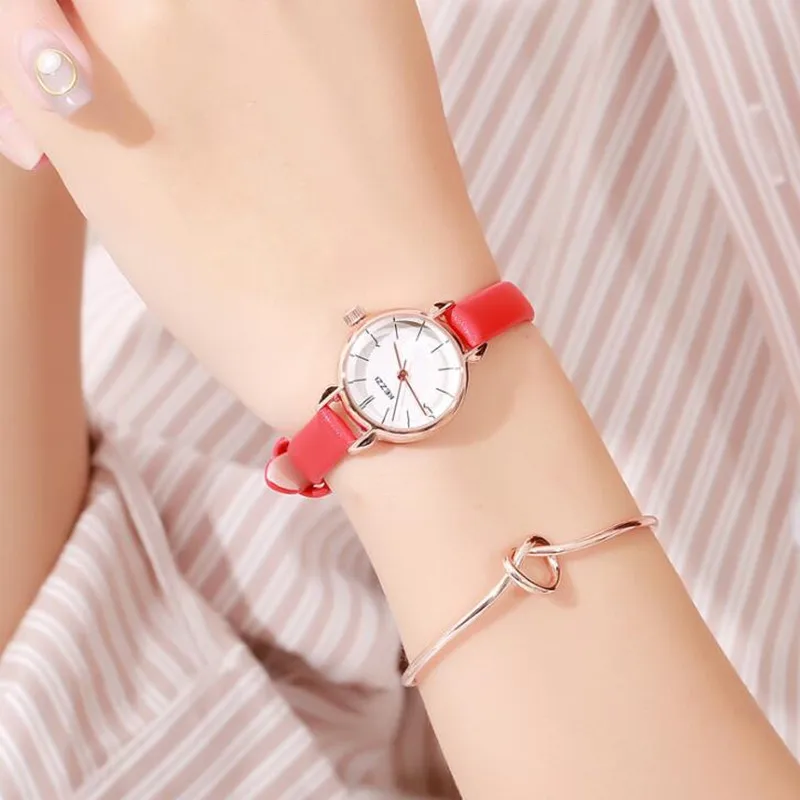 

Kezzi Ladies Red Dress Watch For Women Leather Waterproof Quartz Watches Female Girl Simple Dial Wristwatch 2019 New