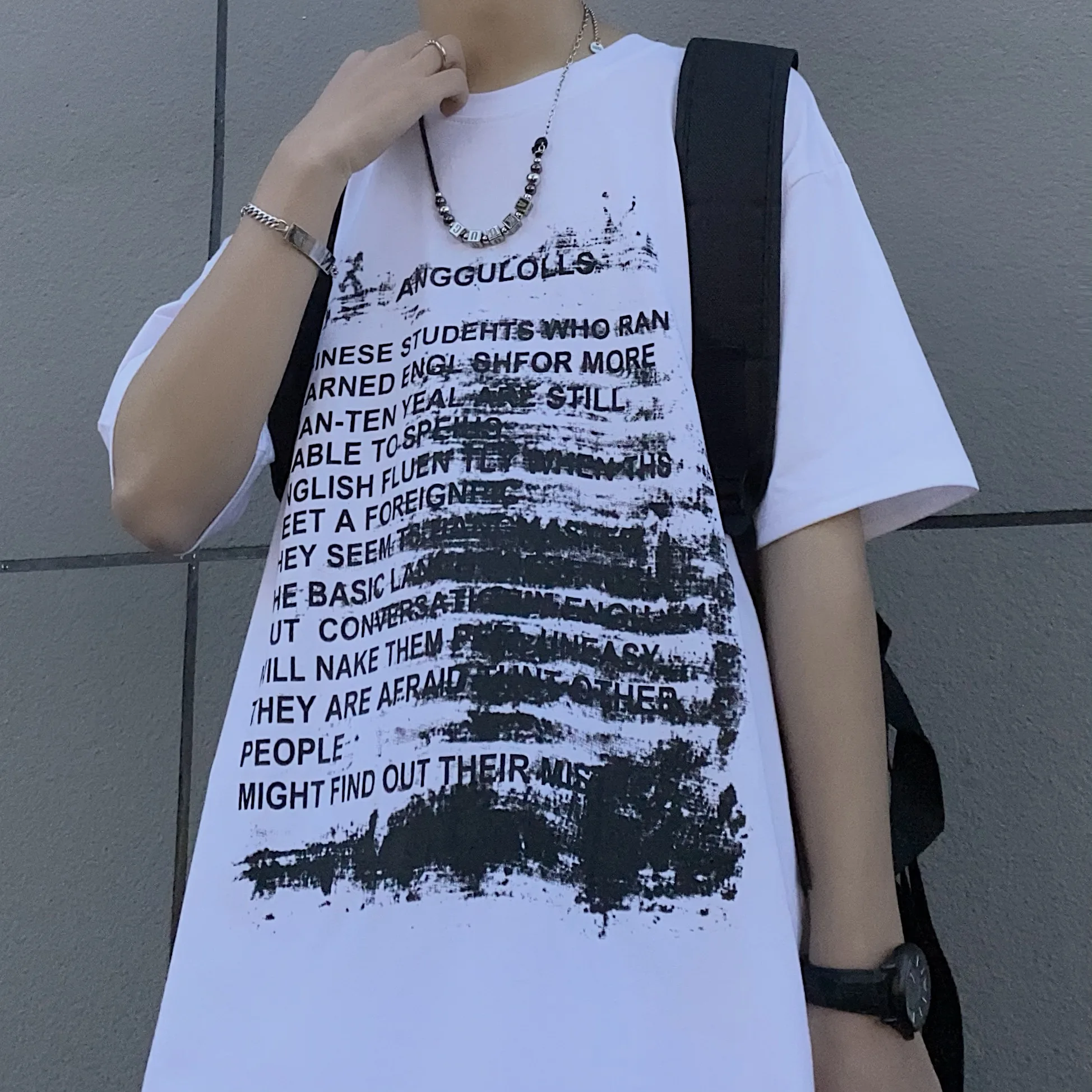 

Длинные Панк футболка для женщин белый с надписью «Love» блузка хараджуку, свободные, повседневные топы, модная Camisetas De Mujer Эстетическая одежд...