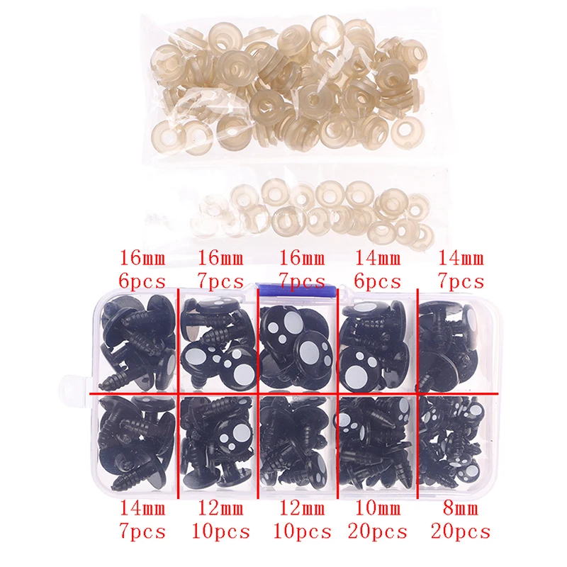 

100pcs/box 8-16mm Doll Eyes Cartoon Safety Eyes for Handmade Amigurumi for Bear Craft Stuffed Toys 1/3 Lifestyle Accessories PC