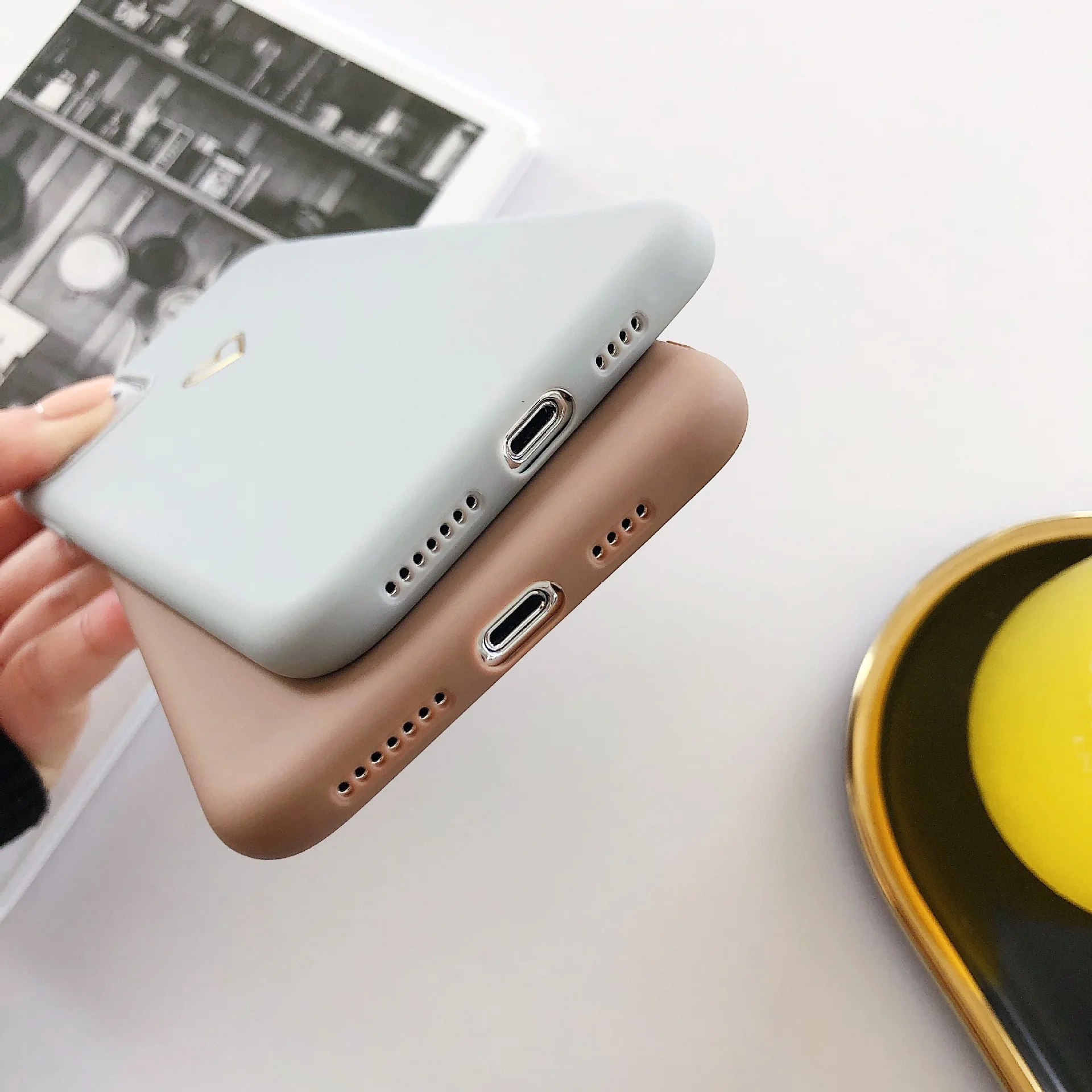 

Simple Double Love Heart Phone Case For iPhone 11Pro Max SE 2020 XR X XS 8 Plus 7 6 6s Slim Soft TPU Plain Silicone Cover Gifts