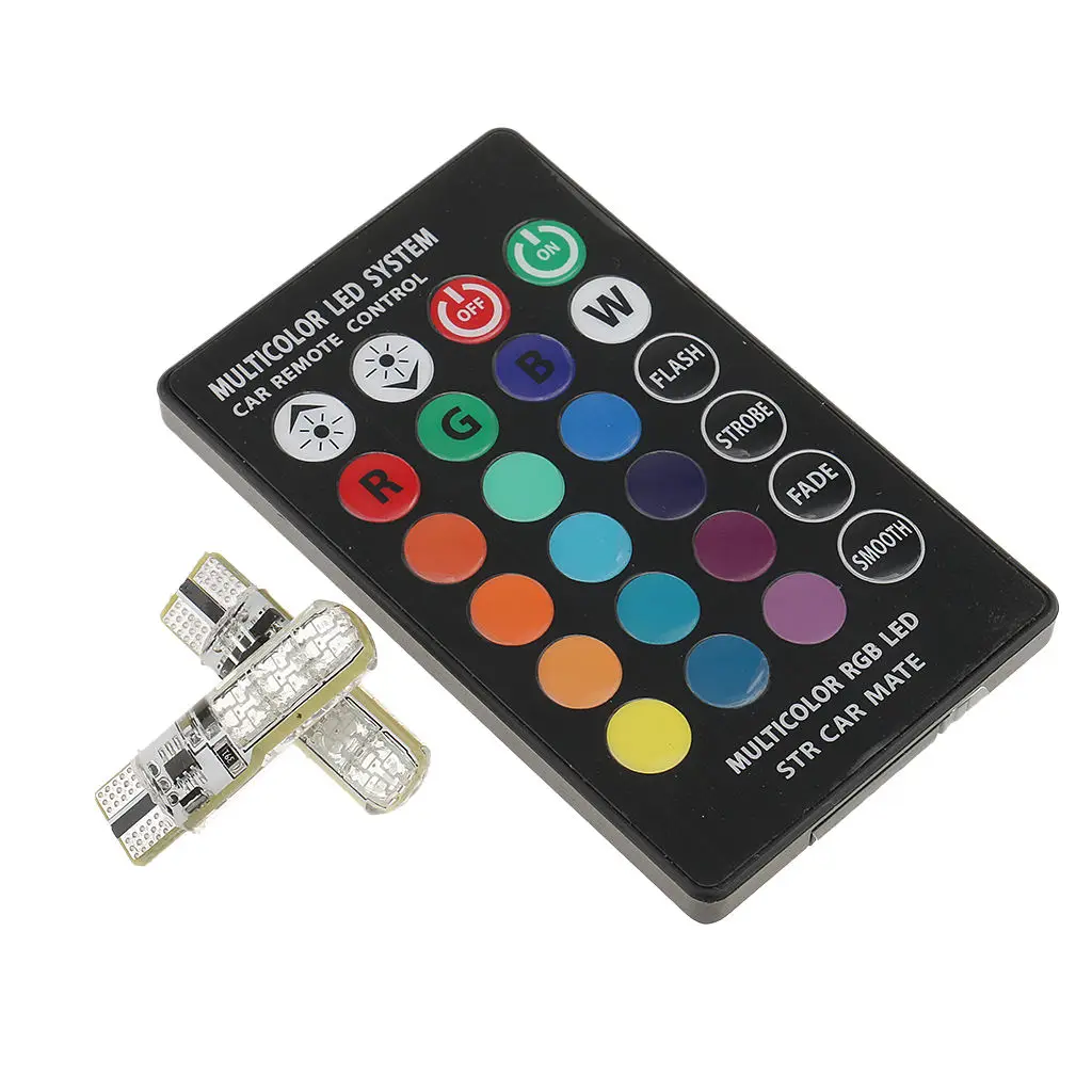 2x T10 RGB многоцветная меняющая цвет 6-светодиодный ная лампа с дистанционным