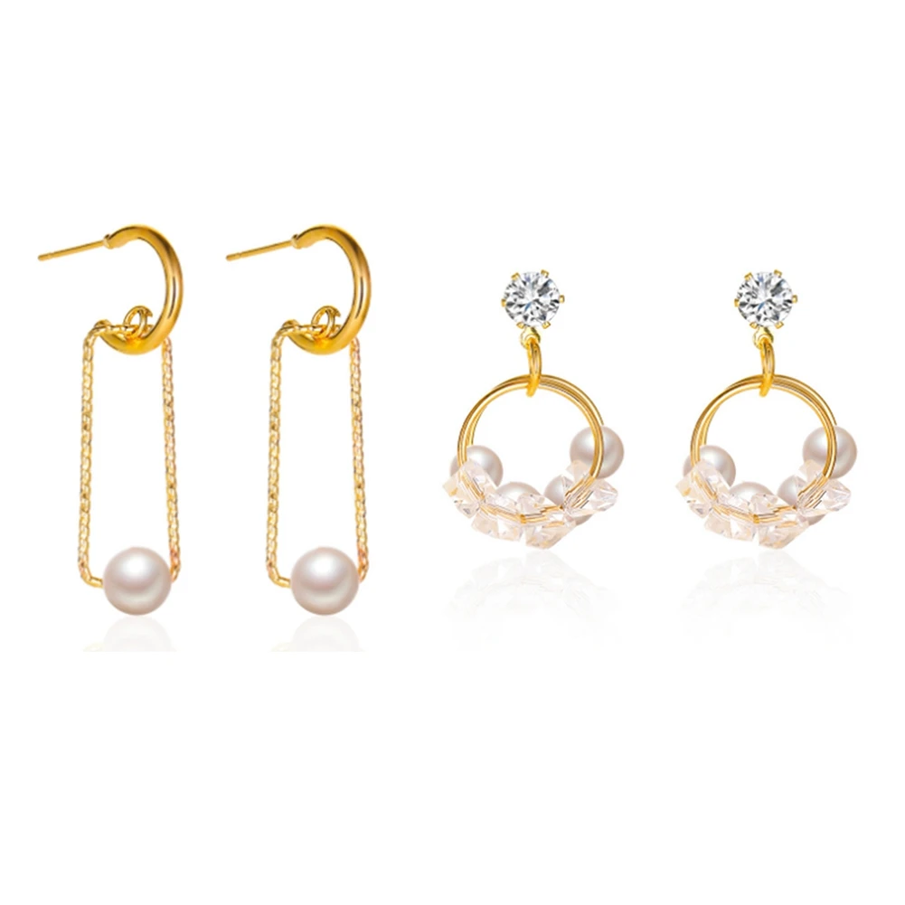 

Элегантные циркониевые жемчужные геометрические Подвесные серьги для женщин полые прямоугольные жемчужные серьги в японском и корейском ...