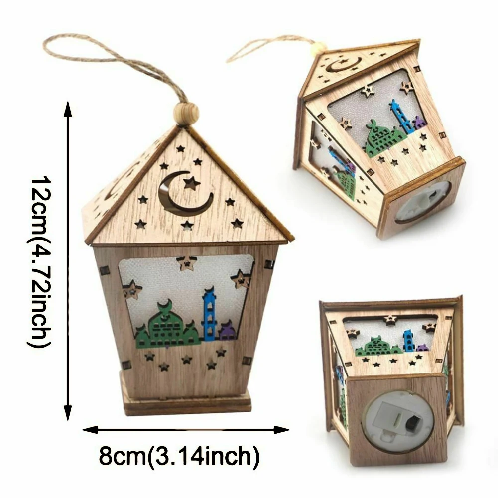 Wooden Light Moon Star Islam Eid Ramadan LED Night Warm White Muslim al-Fitr Decorative Hanging Gift | Лампы и освещение