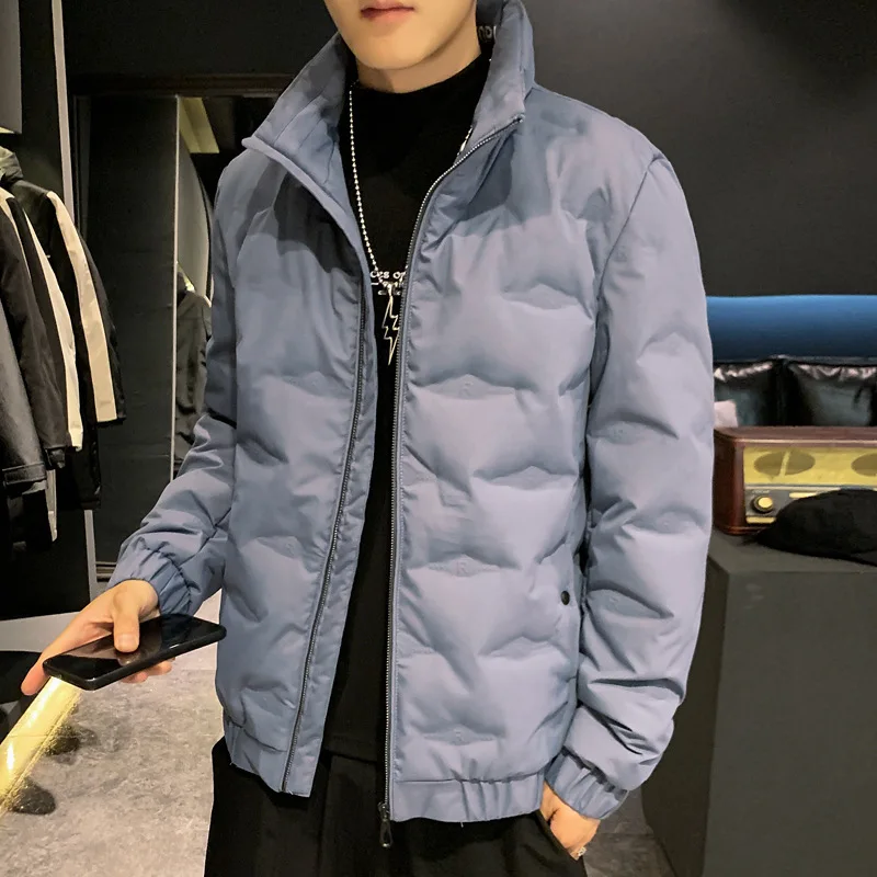 Men's Down Padded Jacket Winter Warm Windproof Coat Glued Quilting Padding Outwear Solid Color Casual Jacket Male Clothes