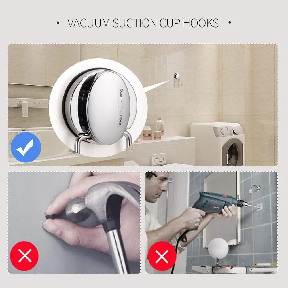 Крючок для чашек с вакуумной присоской из нержавеющей стали банный шарик халат