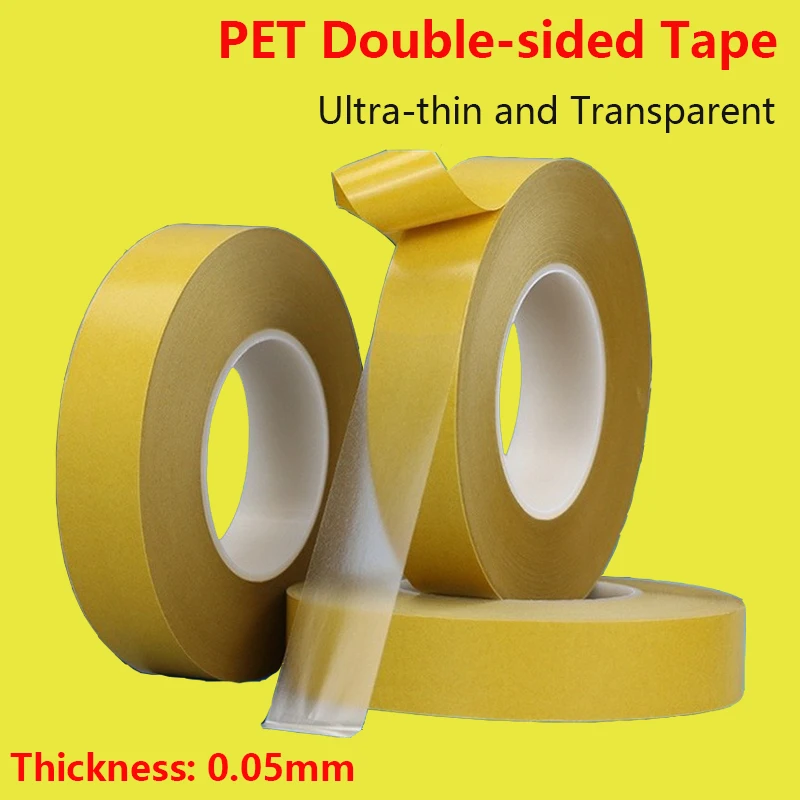 

PET Double-sided Adhesive Tape Ultra-thin 0.05mm Thick Transparent Film Double-sided Adhesive Tape Acrylic Adhesive Yellow Film