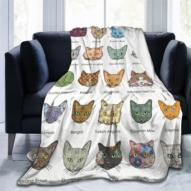 

Hand Drawn Cat Navajo Cubre Camara Green Throw Blanket 3D Print On Demand Sherpa Super Comfortable For Sofa Thin Quilt