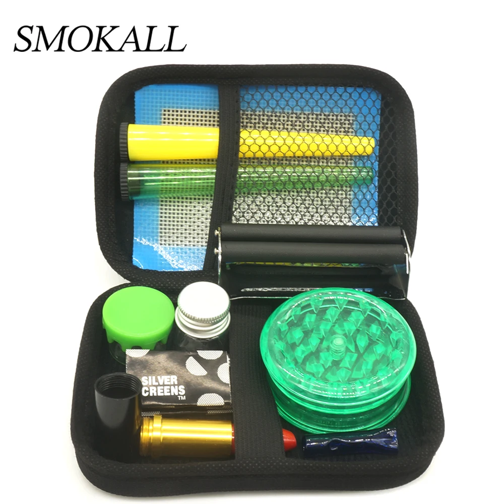 1Set Tobacco Kit Smoking Accessories Metal Pipe Rolling Machine Plastic Spices Crusher Grinder Paper Tube Glass Bottle | Дом и сад