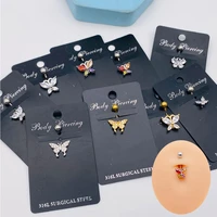 new surgical steelbelly button ring zirconia multicolor butterfly navel rings belly rings belly piercing jewelry for women