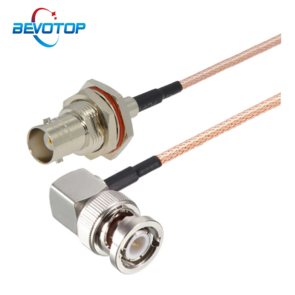 

BNC female bulkhead to Elbow BNC Male Plug Crimp 50 Ohm RG316 RF Coaxial Jumper cable BNC Pigtail Coax Extension Cable Cord