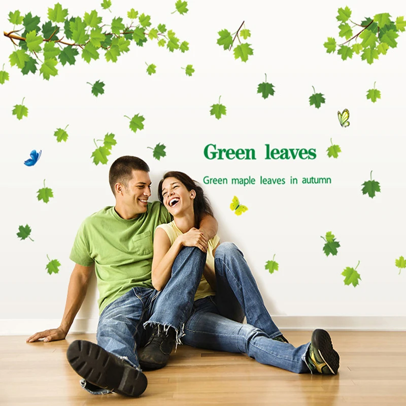 Giant Tree Green Leaves Large Branch Wall Decals Removable PVC Stickers for Living Room Bedroom Bedside Decoration Murals | Дом и сад