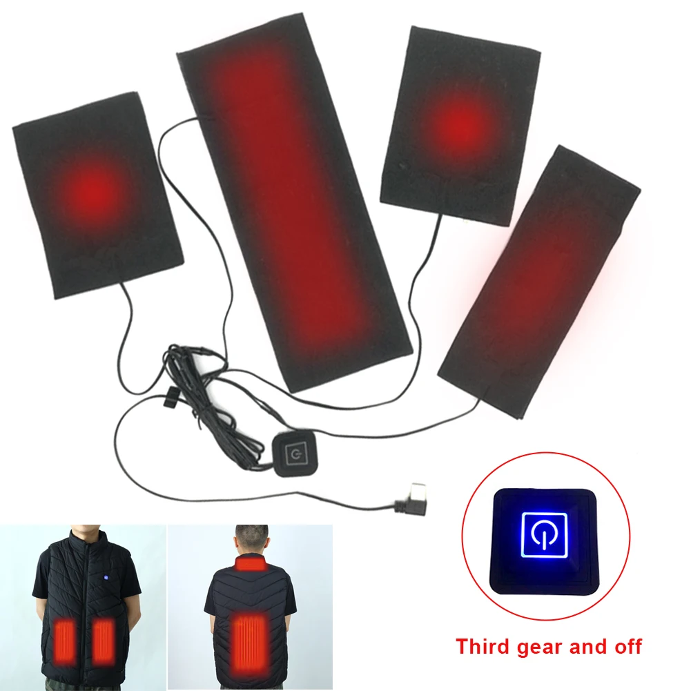 

Carbon Fiber Heating Sheet Three-level Adjustable Temperature Electric USB Chargingt Washable and Folding For Vest Jackets Coats