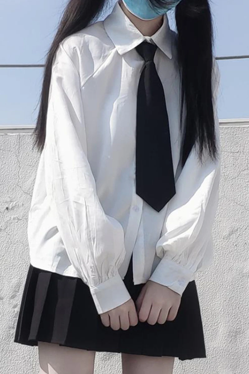 

2021 Summer New Korean Version JK College Tie Loose Thin Shirt High-Waisted Pleated Skirt Suit Female school girl uniform