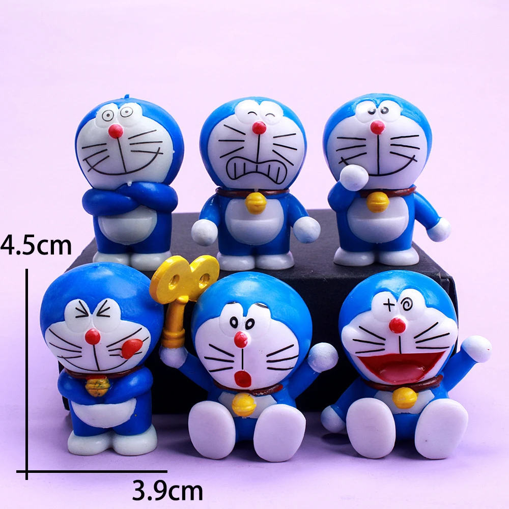 

6-Piece Set Of PVC Flying Blue A Dream Dingdang Cat Birthday Cake Figure Robot Cat Hand-Made Decoration Children's Gift