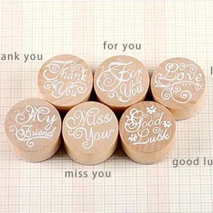 

New 2021 Handwriting Blessing Words Round Wooden Rubber Stamps Floral Choosing Words DIY Accessories Scrapbooking Stamps