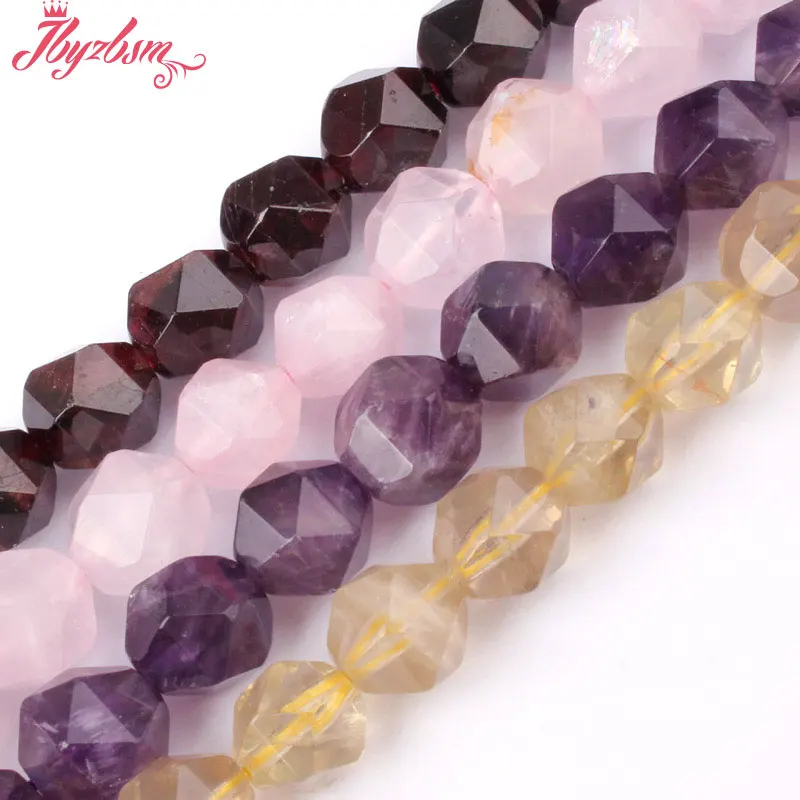 

8mm Faceted Cube Quartz Garnet Beads Natural Stone Beads For DIY Necklace Bracelets Earring Jewelry Making 15" Free Shipping