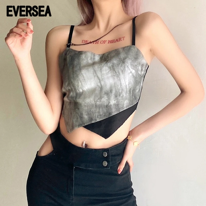 

Eversea Contrast Color Camisole Summer Steetwear Style Irregular Design Vest