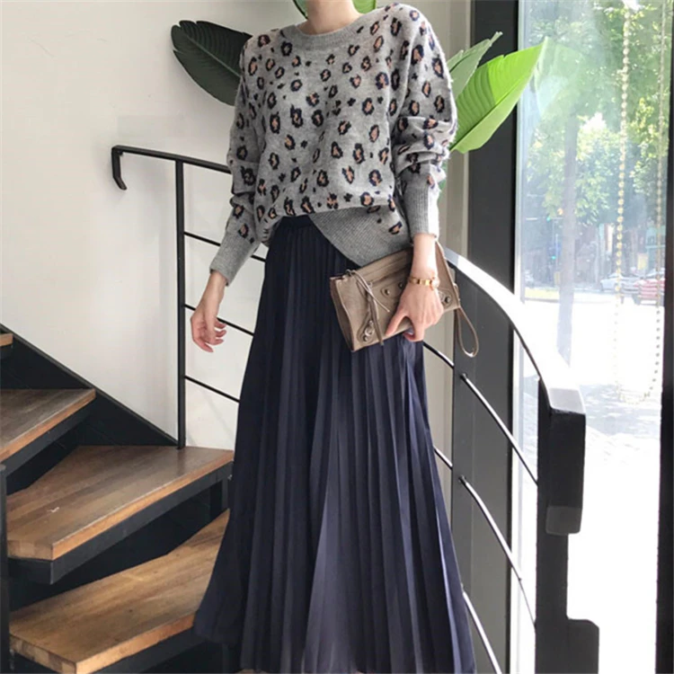 Свитер женский оверсайз с леопардовым принтом на осень/зиму SW9539 | Женская одежда