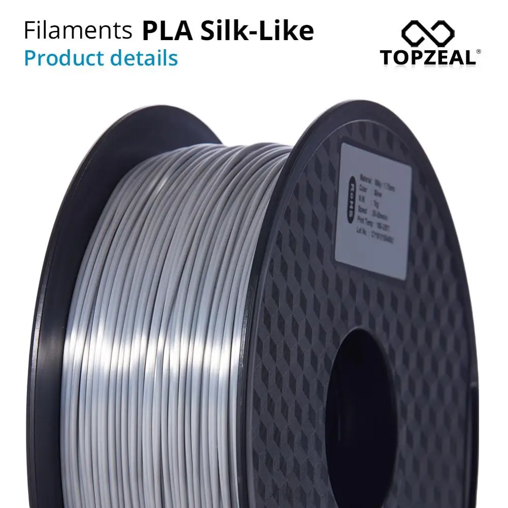 TOPZEAL высокое качество нить для 3d принтера PLA Silk 1 75 мм кг серебристого цвета