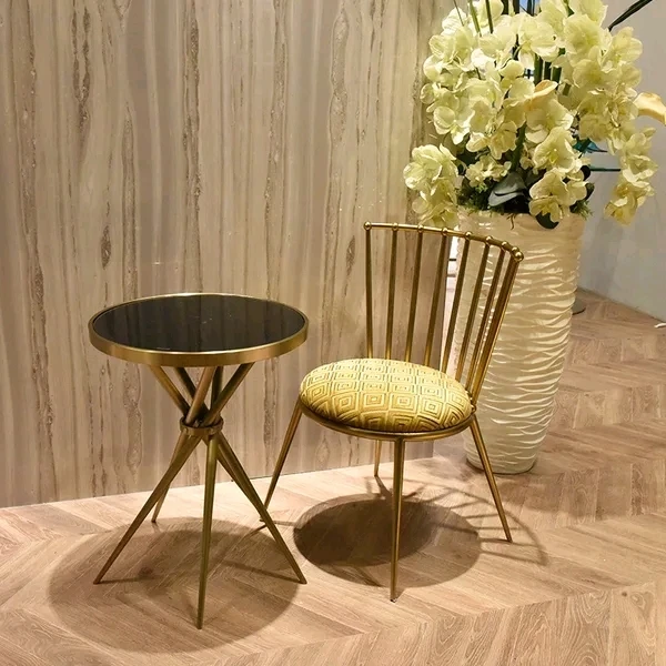 

ChinaFurniture manufacturing factory, Nordic light luxury marble tabletop, creative stainless steel base coffee table