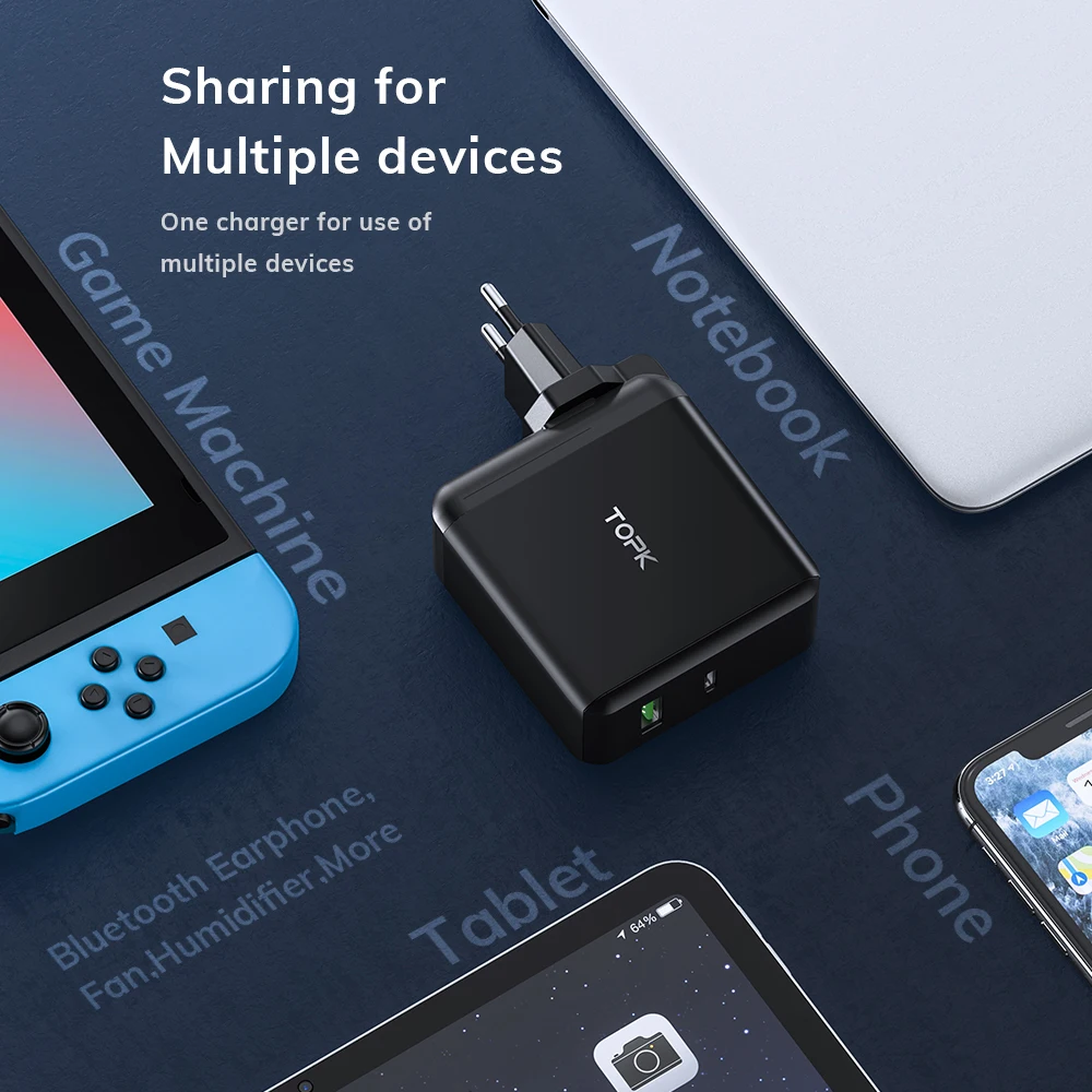 Быстрая зарядка TOPK 60 Вт USB Type C PD зарядное устройство быстрая 3 0 для iPhone Xiaomi Mi Samsung