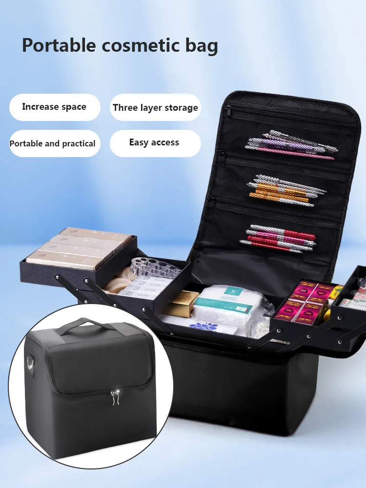 Koop Cosmetische Zakken Vrouw Handtas Waterdichte Mode Zwarte Professionele Beauty Bag Geruite Make Organizer Opslag Grote Make Up Box
