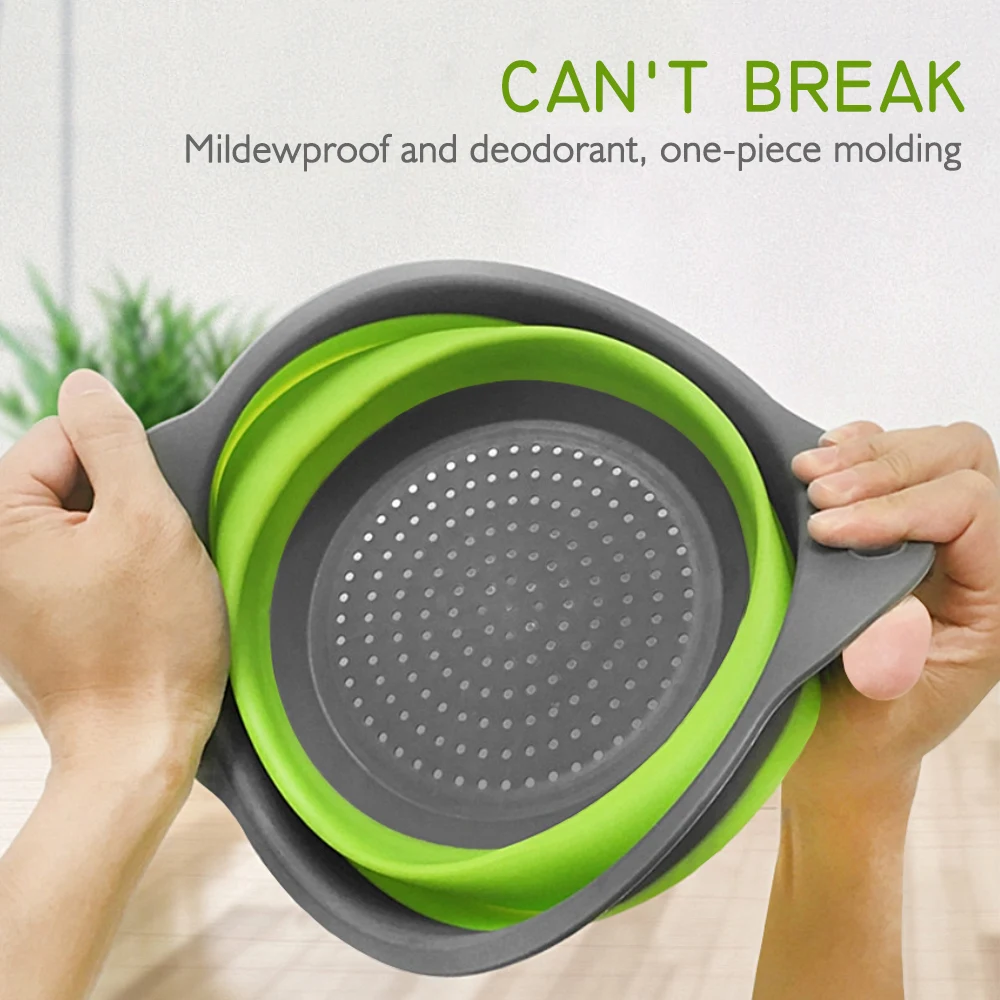 Складная Силиконовая сливная корзина дуршлаг для мытья овощей и фруктов