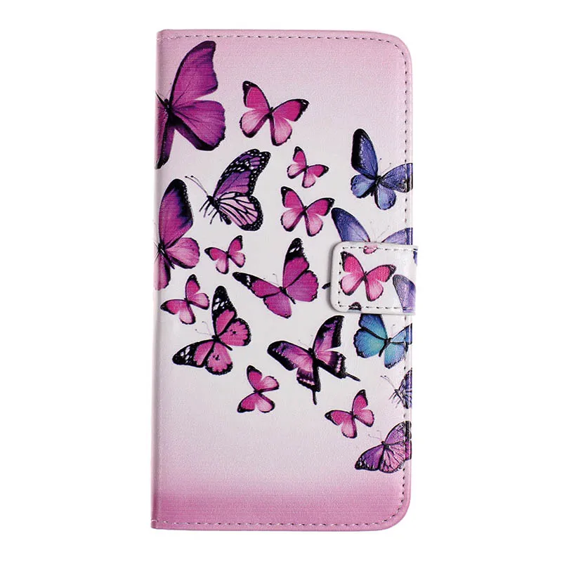 Pink Blue Butterfly Для iphone 7 5S, роскошный флип-кошелек, кожаный чехол для Xiaomi mi 8 6X A2 Y1 Lite, чехол для телефона для Red mi 6A 6 Note 4X5 Pro 6 - Цвет: Pink Blue Butterfly