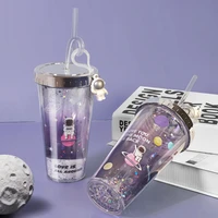 space straw cup plastic water cup student men and women portable water bottle summer home cold drink casual cup
