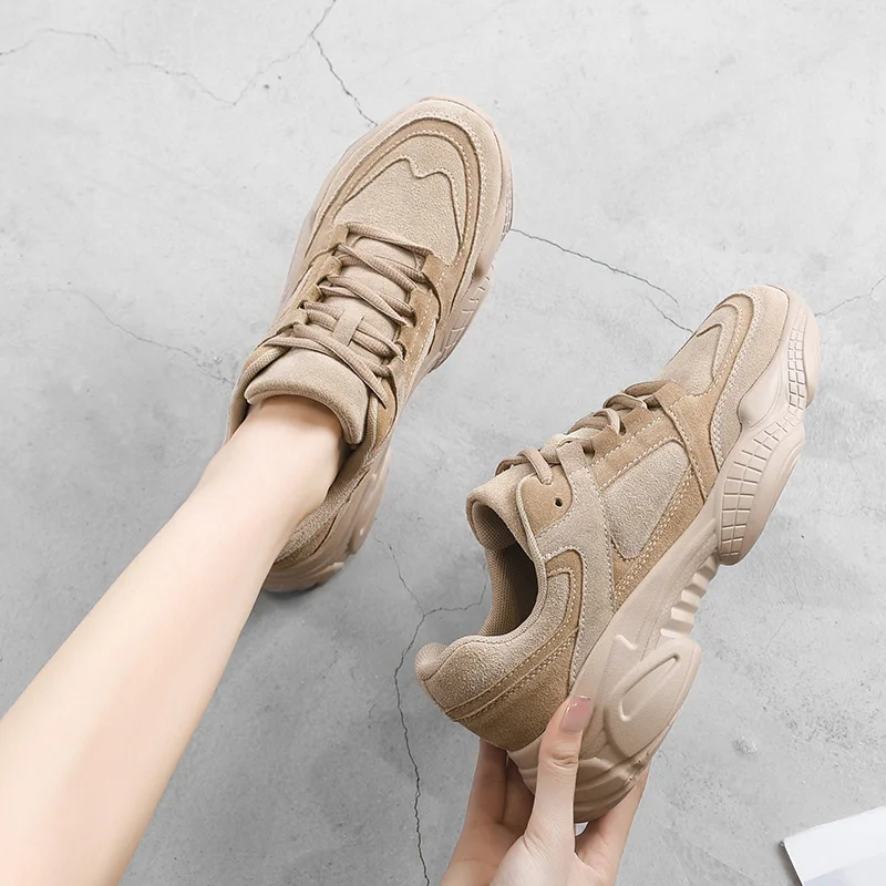 

Women Sneakers Shoes White 2020 Spring Sport Thick Sole Lady Leisure Shoes Lace Up Comfortable Women Chunky Sneakers