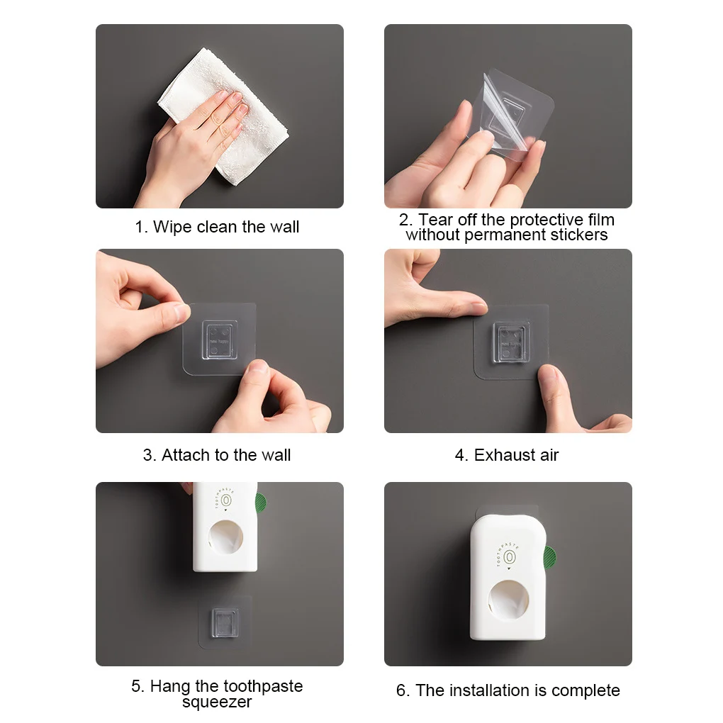 

Toothpaste Squeezer Wall Mounted Sticky Toothpaste Dispenser Bathroom Automatic Tube Squeezer Bathroom Toothbrush Holder Tool