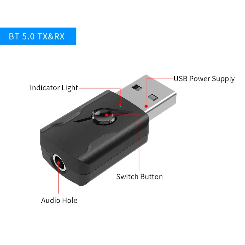 4-в-1 Bluetooth-совместимый аудиоприемник 5 0 передатчик Мини стерео AUX USB разъем 3 мм для